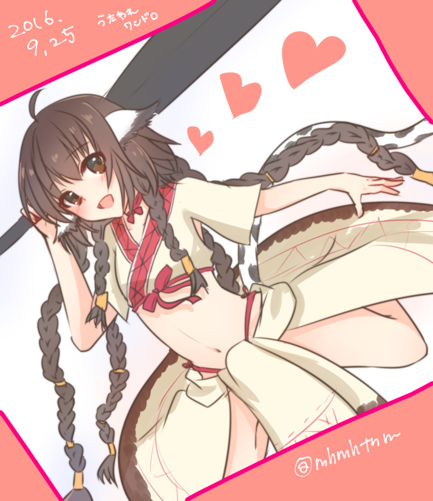 1girl, absurdly_long_hair, ahoge, ainu_clothes, animal_ears, anju_(utawarerumono), aquaplus, blush