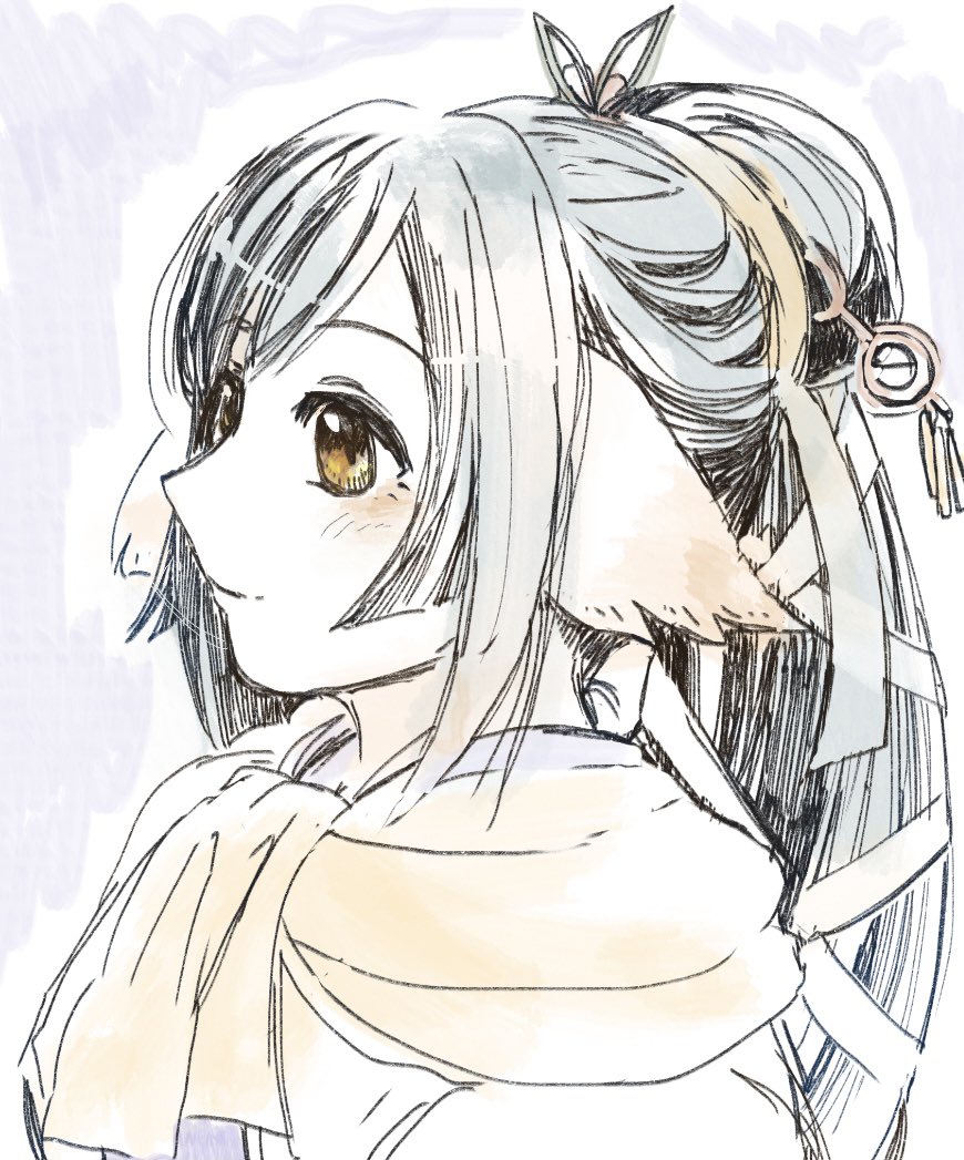 1girl, animal_ears, aquaplus, black_hair, blush, brown_eyes, closed_mouth, from_side