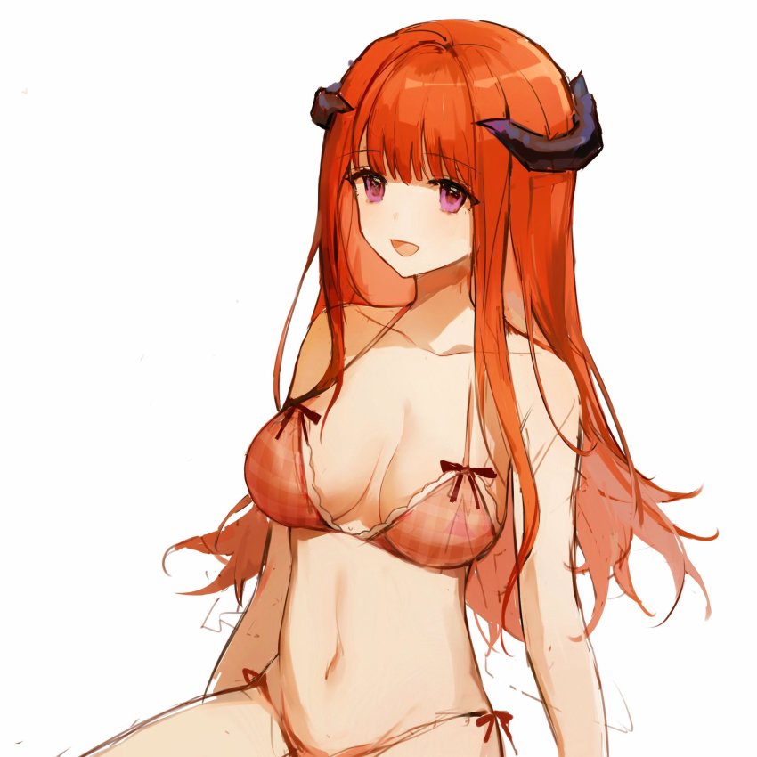 1girl, alternate_costume, arknights, bagpipe_(arknights), bikini, breasts, checkered_bikini, checkered_clothes