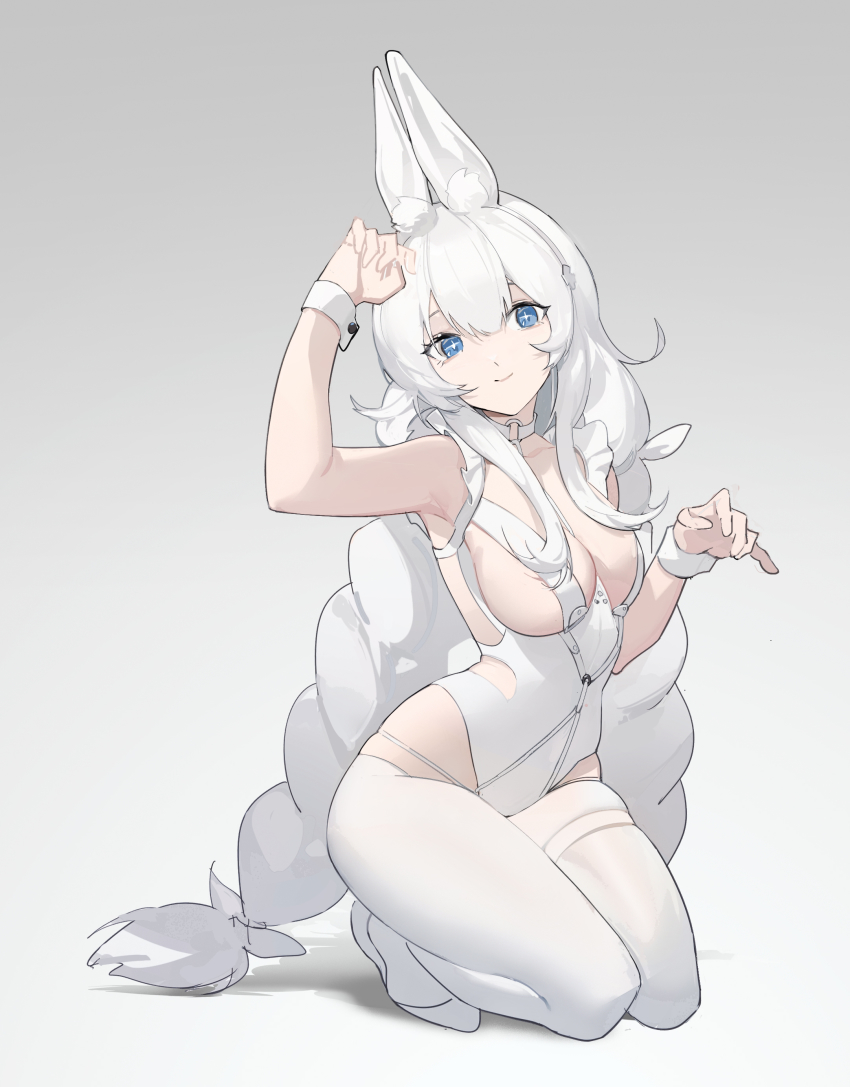1girl, absurdres, alternate_breast_size, animal_ear_fluff, animal_ears, armpits, azur_lane, bare_shoulders