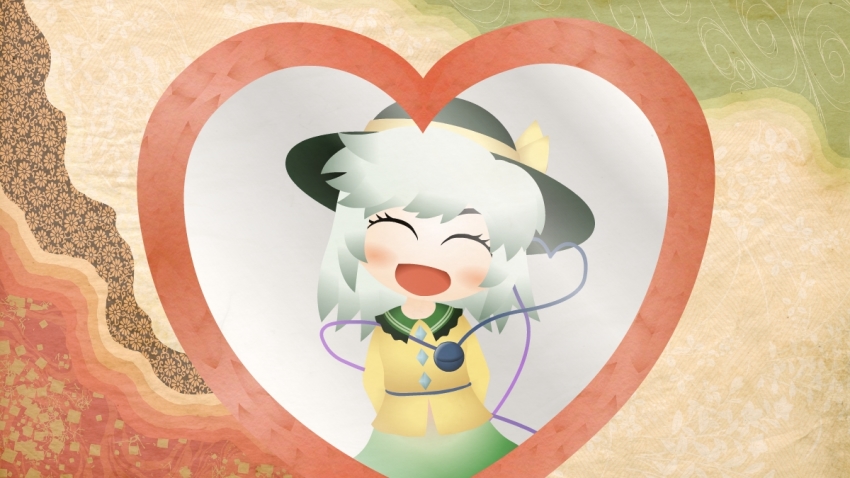 arms_behind_back, closed_eyes, hat, heart, heart_of_string, komeiji_koishi, kouki_(nowlearning), kouki_ht