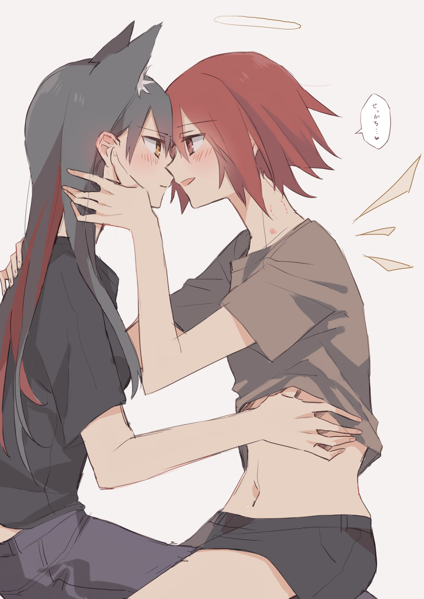 2girls, absurdres, animal_ears, arknights, bad_id, bad_pixiv_id, bite_mark, blush