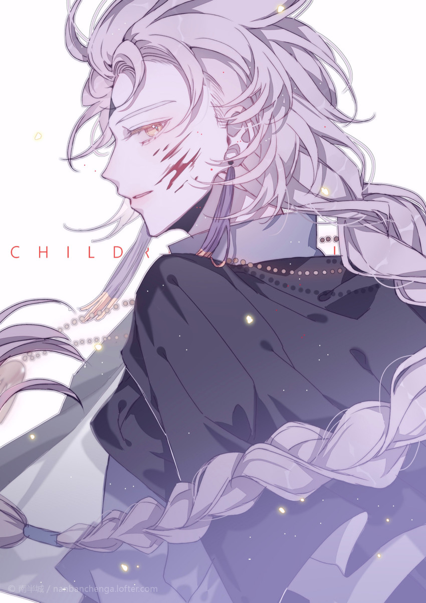 1boy, blood, blood_on_face, braid, caleb_(sky:_children_of_the_light), from_side, glint, highres