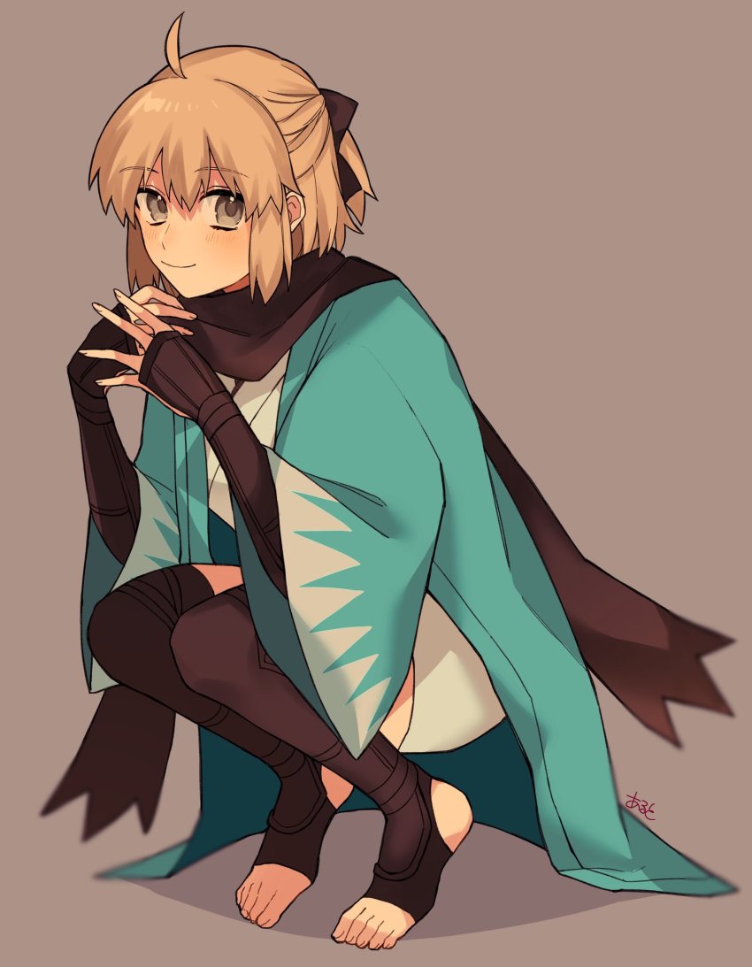 1girl, ahoge, fate/grand_order, fate_(series), haori, highres, japanese_clothes, okita_souji_(fate)