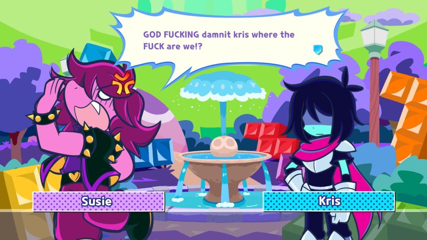 1girl, 1other, anger_vein, applejoople, armor, armored_boots, belt, black_belt