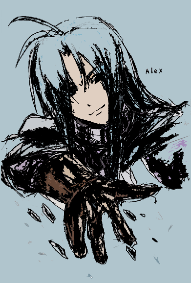 1boy, alex_(golden_sun), antenna_hair, blue_hair, blue_theme, camelot, gloves, golden_sun