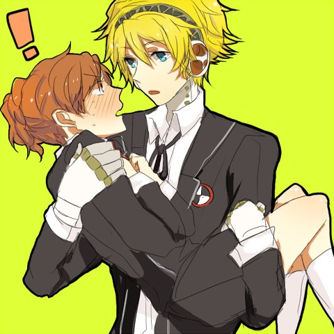 1boy, 1girl, aigis_(persona), android, atlus, bad_id, bad_pixiv_id, blonde_hair