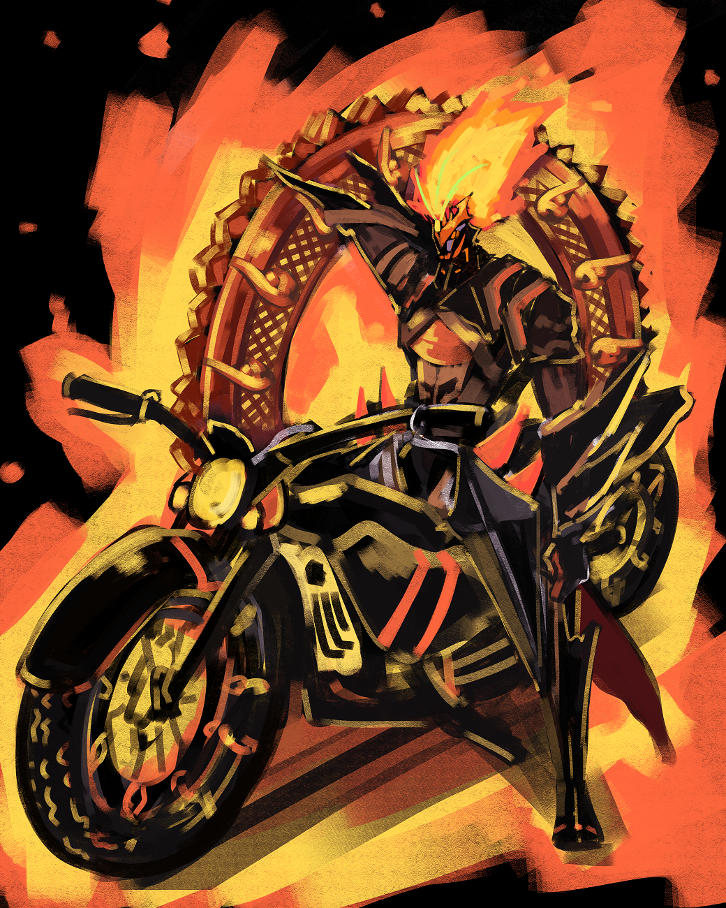 1boy, armor, ashwatthama_(fate), ashwatthama_(second_ascension)_(fate), black_gloves, chakram, fate/grand_order, fate_(series)