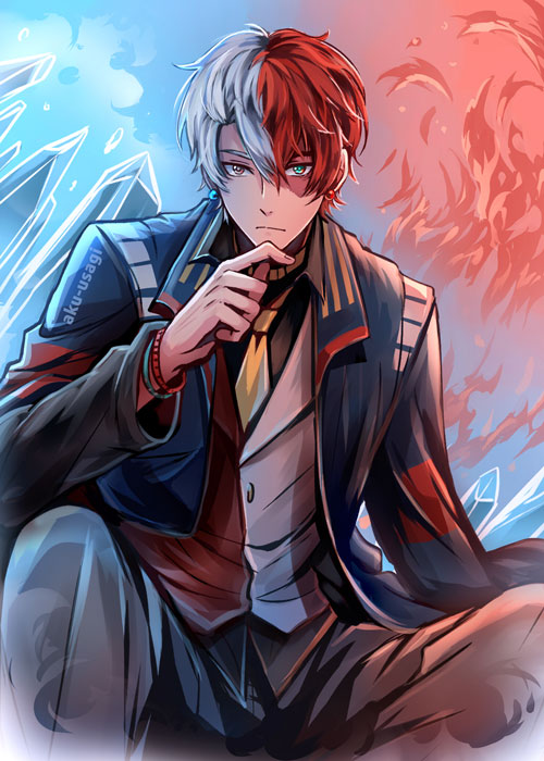 1boy, aku-usagi, boku_no_hero_academia, heterochromia, multicolored_hair, short_hair, todoroki_shoto