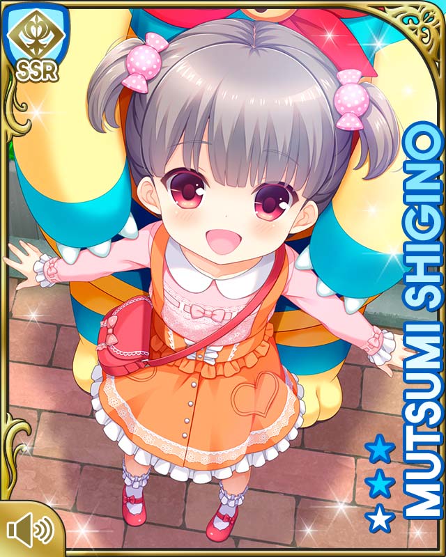 1girl, :d, bag, bow, brown_hair, card_(medium), day, dress