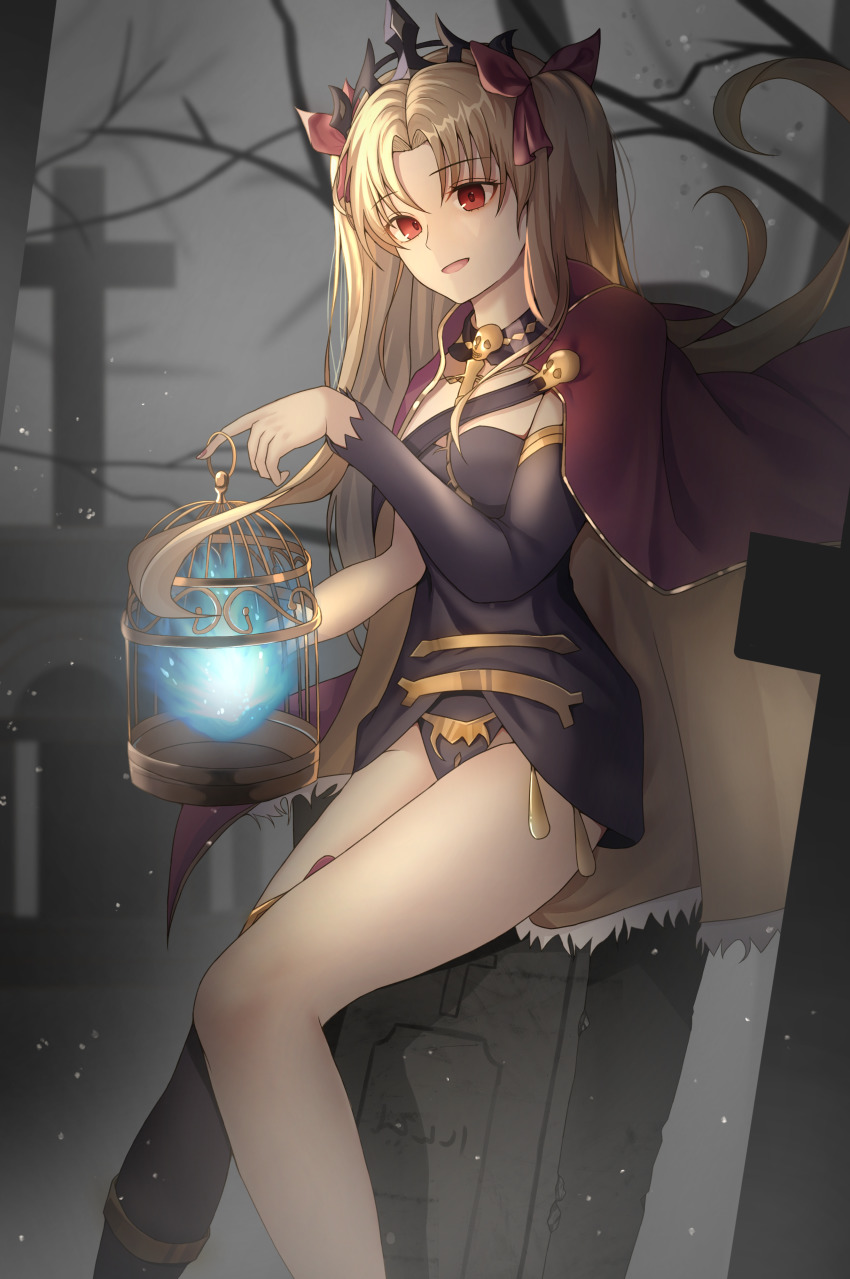 1girl, absurdres, blonde_hair, blue_eyes, bow, cape, cross, crown