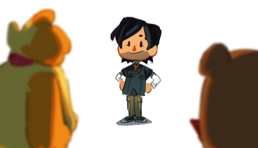 1girl, 2boys, animal_crossing, animal_ears, black_hair, blue_shirt, brown_fur, caffstrink, chris_mclean, commentary, crossover, dog_ears, english_commentary, eyebrow_cut, facial_hair, full_body, furry, furry_female, furry_male, green_pants, grey_footwear, hair_bun, hair_ornament, hair_scrunchie, hands_on_own_hips, isabelle_(animal_crossing), looking_at_another, male_focus, multiple_boys, nintendo, pants, raccoon_ears, red_scrunchie, scrunchie, shadow, shirt, simple_background, smile, standing, stubble, tom_nook_(animal_crossing), topknot, total_drama, white_background, white_sleeves, yellow_fur