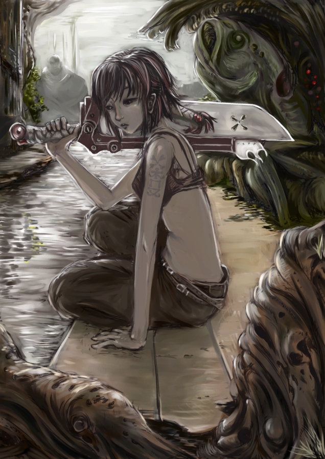 bra, fantasy, lingerie, naoki_(naoieo), original, red_hair, short_hair, solo