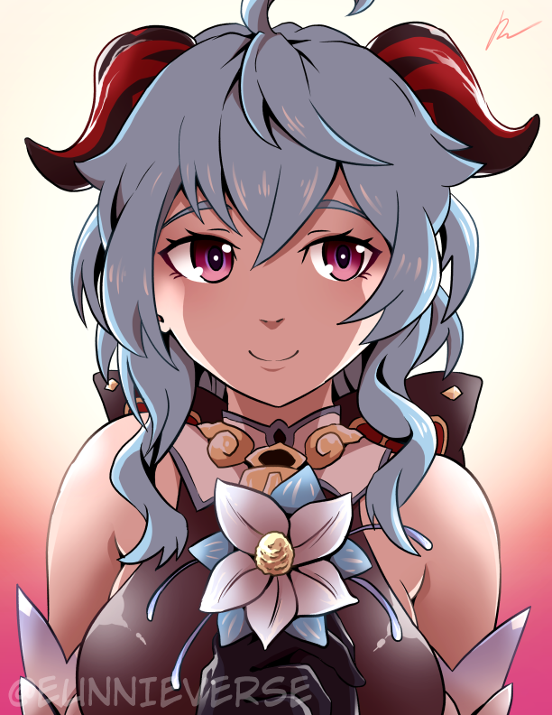 1girl, ahoge, artist_name, bell, black_bodysuit, black_gloves, blue_hair, bodysuit