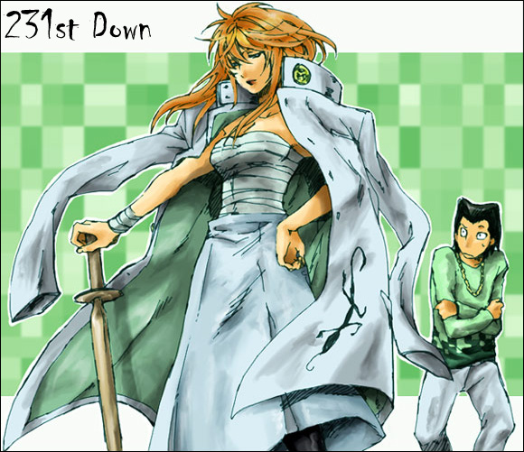 00s, bandages, blonde_hair, eyeshield_21, habashira_rui, sword, tsuyumine_megu, weapon