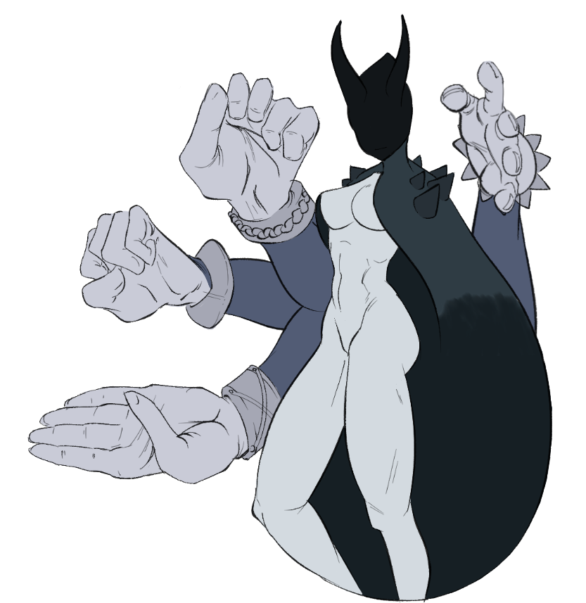 1girl, abs, blue_skin, bracelet, cape, colored_skin, cowboy_shot, extra_arms, horns, indivisible, jewelry, kala_(indivisible), malofantastic, monster_girl, no_nipples, nude, solo, white_background