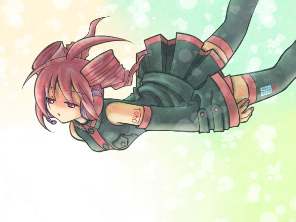 1girl, ahoge, black_shirt, black_skirt, black_sleeves, black_thighhighs, breasts, commentary_request