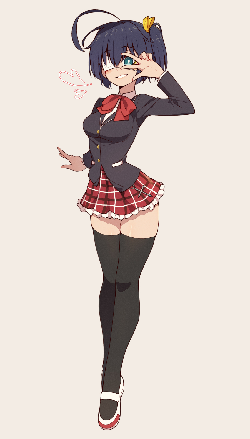 1girl, absurdres, ahoge, black_jacket, black_thighhighs, blush, bow, bowtie