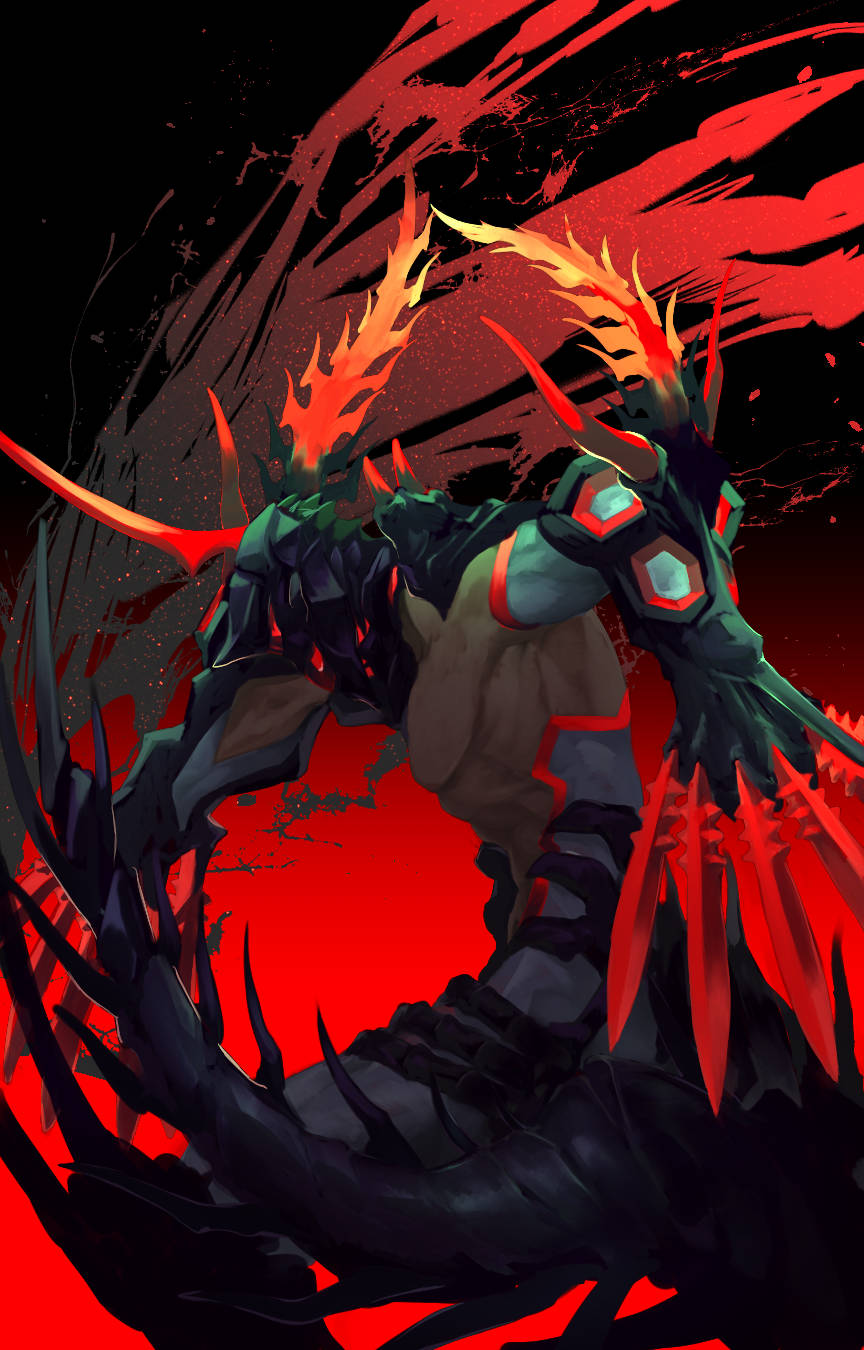 1boy, bare_pectorals, black_background, black_bodysuit, bodysuit, boorunrun, claws, cu_chulainn_(fate)