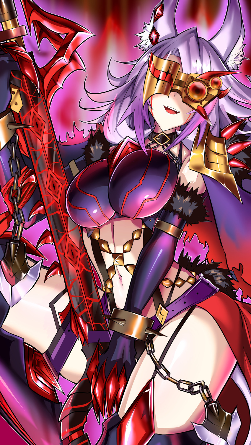 1girl, absurdres, animal_ear_fluff, animal_ears, between_legs, breasts, cape, cat_ears