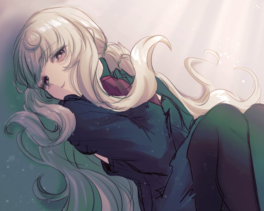 1girl, bags_under_eyes, black_dress, chiro_mo_ni_yon, crossed_arms, dress, highres, long_hair