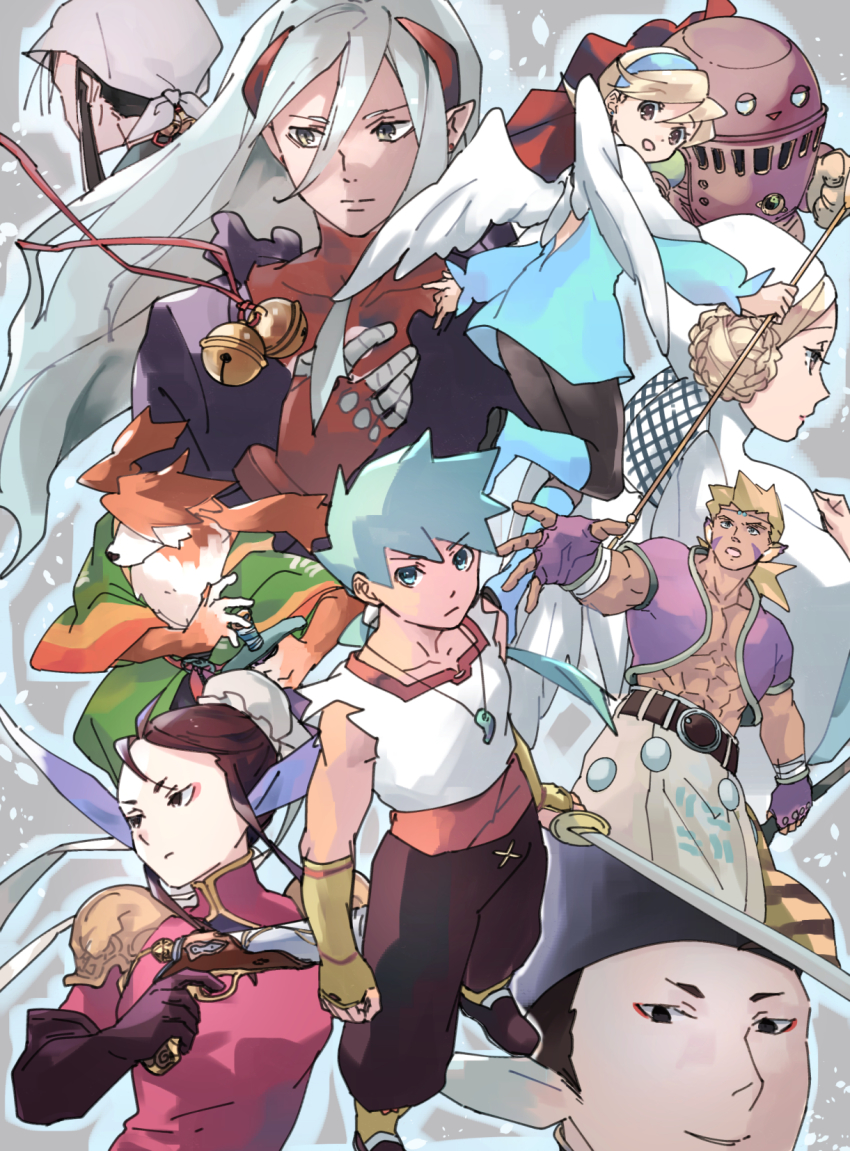 angel_wings, blonde_hair, blue_footwear, breasts, breath_of_fire, breath_of_fire_iv, capcom, closed_mouth