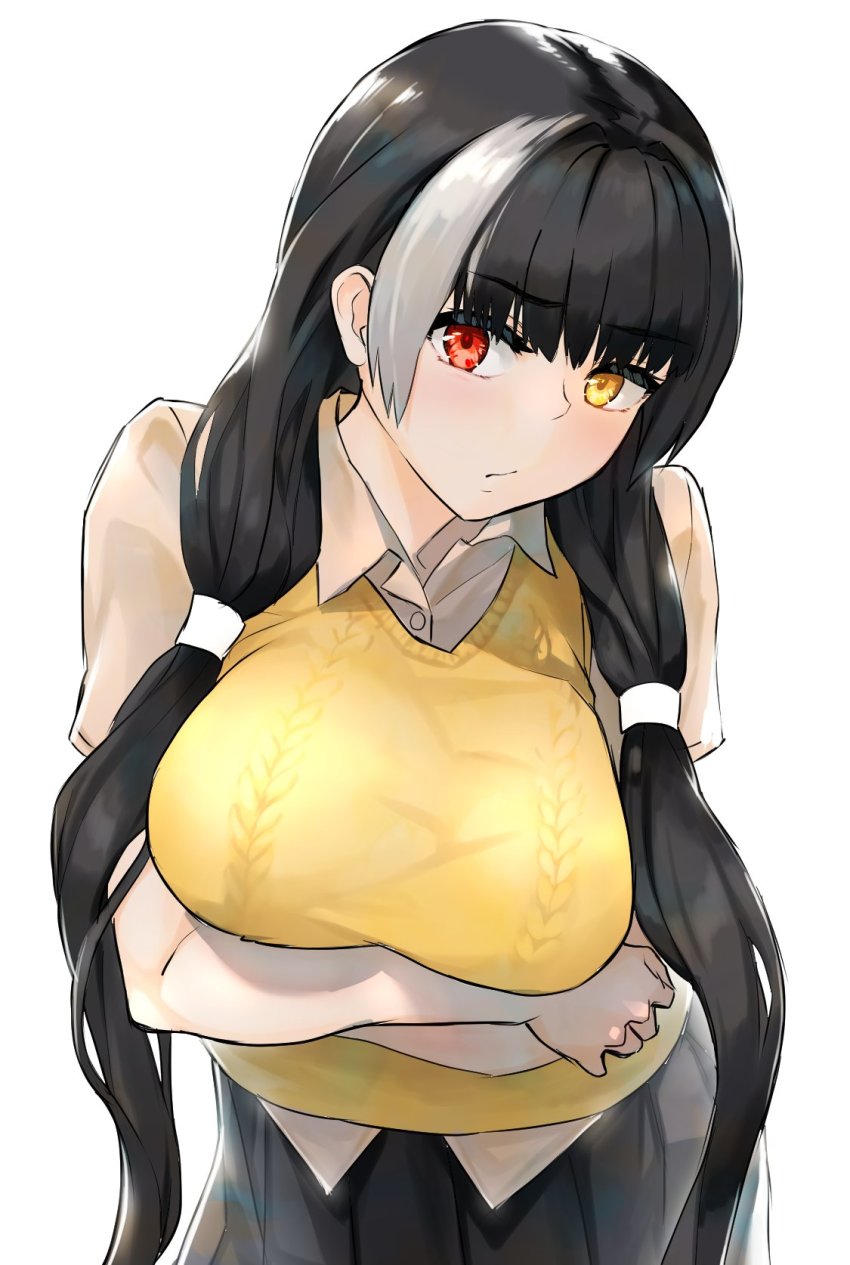 1girl, black_hair, breasts, girls'_frontline, heterochromia, highres, kurozukin_(th_krz_890), large_breasts