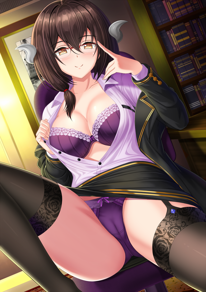 1girl, adjusting_eyewear, alternate_costume, ass, azur_lane, bespectacled, black_skirt, black_suit