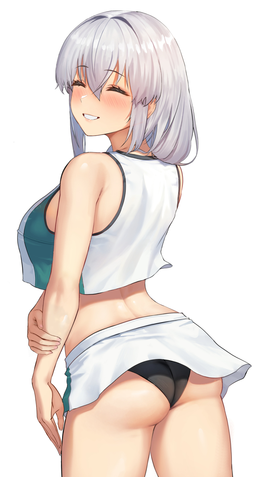 1girl, ass, azur_lane, back, black_panties, blush, breasts, bremerton_(azur_lane)