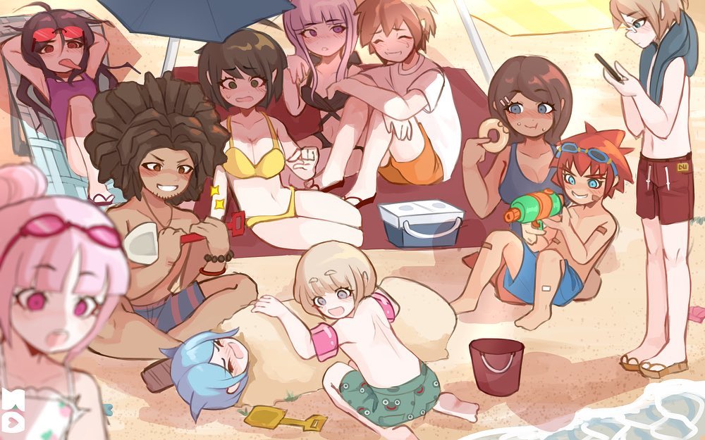 5girls, 6+boys, ahoge, animal_print, asahina_aoi, bad_id, bad_instagram_id, bandaid