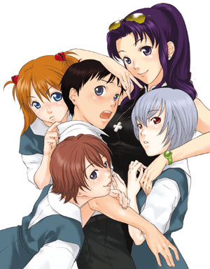 >:(, 1boy, 4girls, :o, :p, age_difference, alternate_hairstyle, arm_around_neck