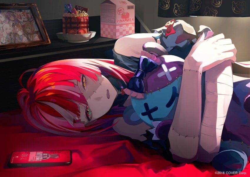 1girl, airani_iofifteen, alternate_hairstyle, anya_melfissa, ayunda_risu, bandaged_arm, bandages, bare_shoulders