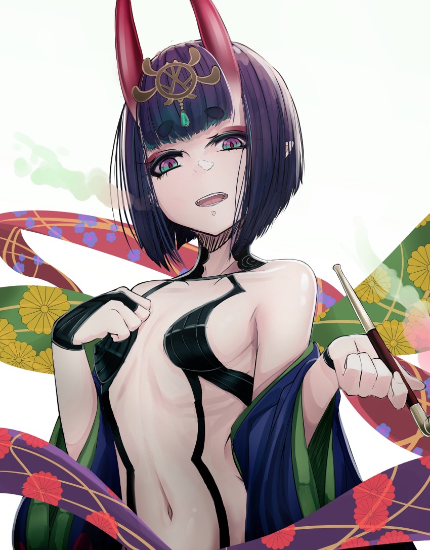 1girl, b.d, bare_shoulders, bob_cut, breasts, collarbone, eyeliner, fate/grand_order