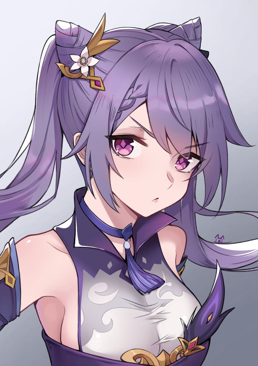 1girl, absurdres, bare_shoulders, braid, breasts, choker, double_bun, genshin_impact