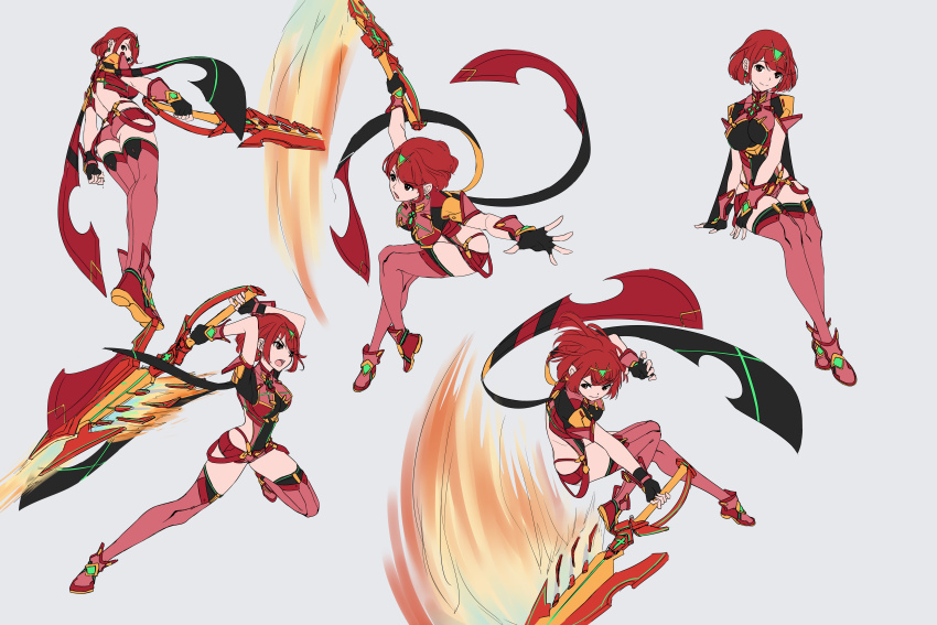 1girl, absurdres, aegis_sword_(xenoblade), black_gloves, breasts, chest_jewel, earrings, fingerless_gloves