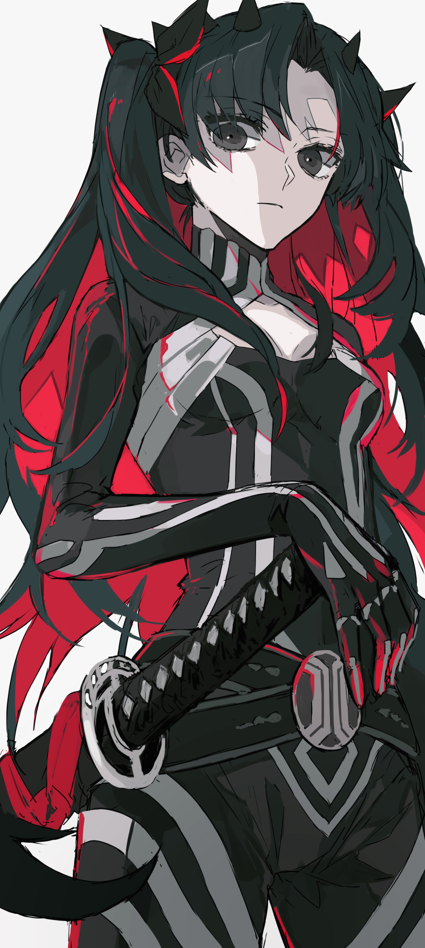 1girl, absurdres, black_bodysuit, black_bow, black_eyes, black_hair, bodysuit, bow