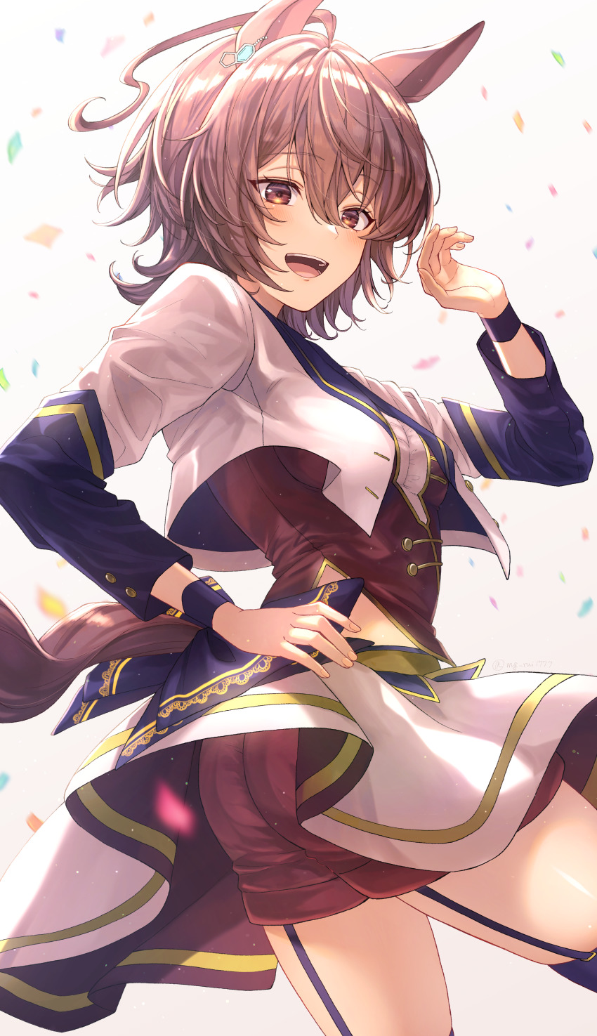 1girl, absurdres, agnes_tachyon_(umamusume), ahoge, animal_ears, breasts, brown_eyes, brown_hair