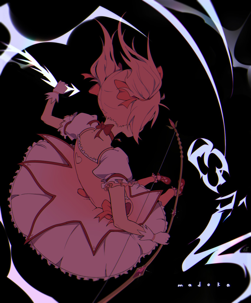 1girl, absurdres, ankle_ribbon, arms_at_sides, artist_name, back_cutout, black_background, blurry