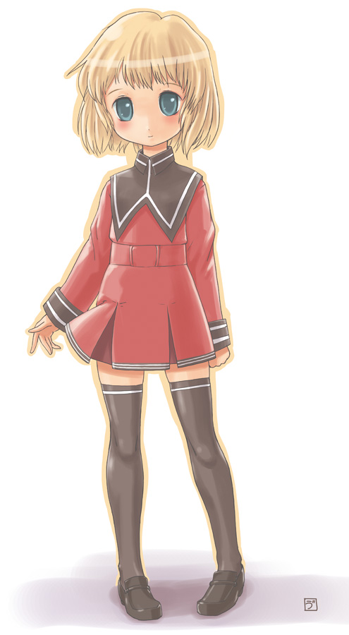 blonde_hair, blue_eyes, character_request, female_focus, gundam, gundam_the_plot_to_assassinate_gihren, school_uniform, solo