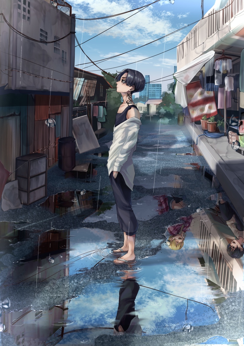 1boy, 1girl, :d, ^_^, absurdres, black_eyes, black_hair, black_pants