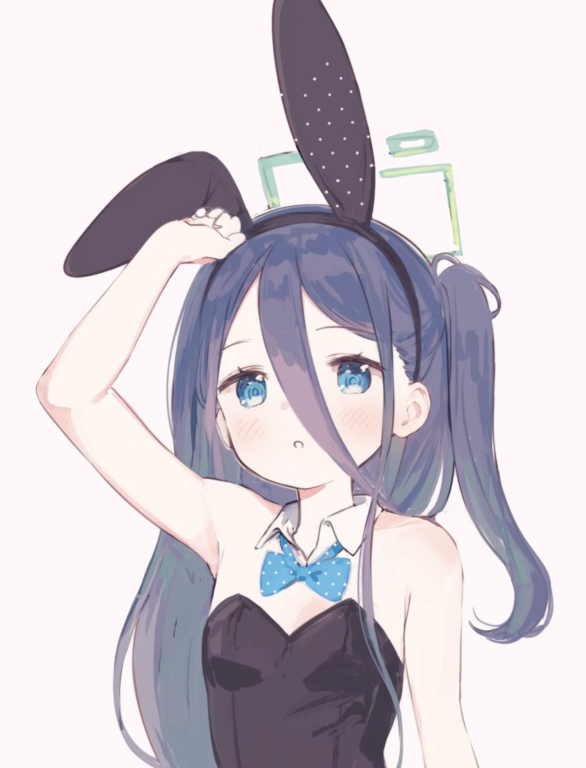 1girl, :o, animal_ear_headwear, animal_ears, aris_(blue_archive), armpits, bare_shoulders, blue_archive