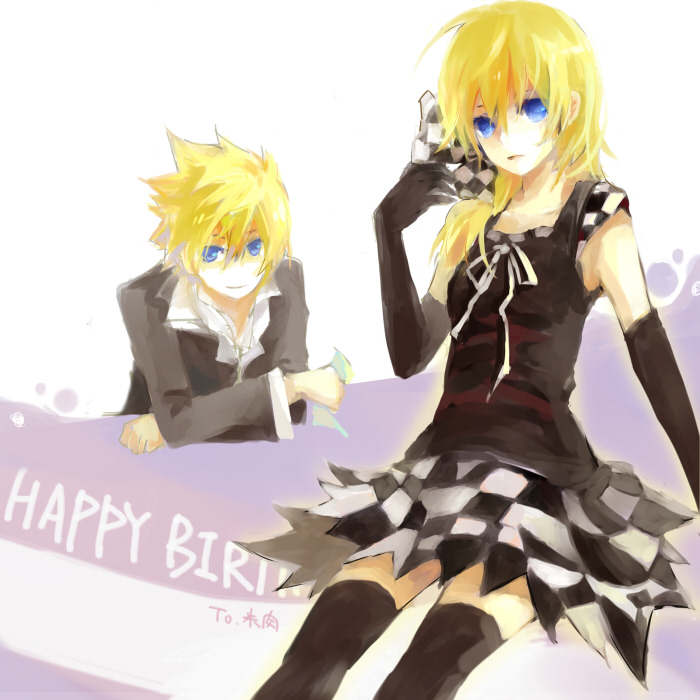 1boy, 1girl, blonde_hair, blue_eyes, cosplay, i-riya, kagamine_len, kagamine_len_(cosplay)