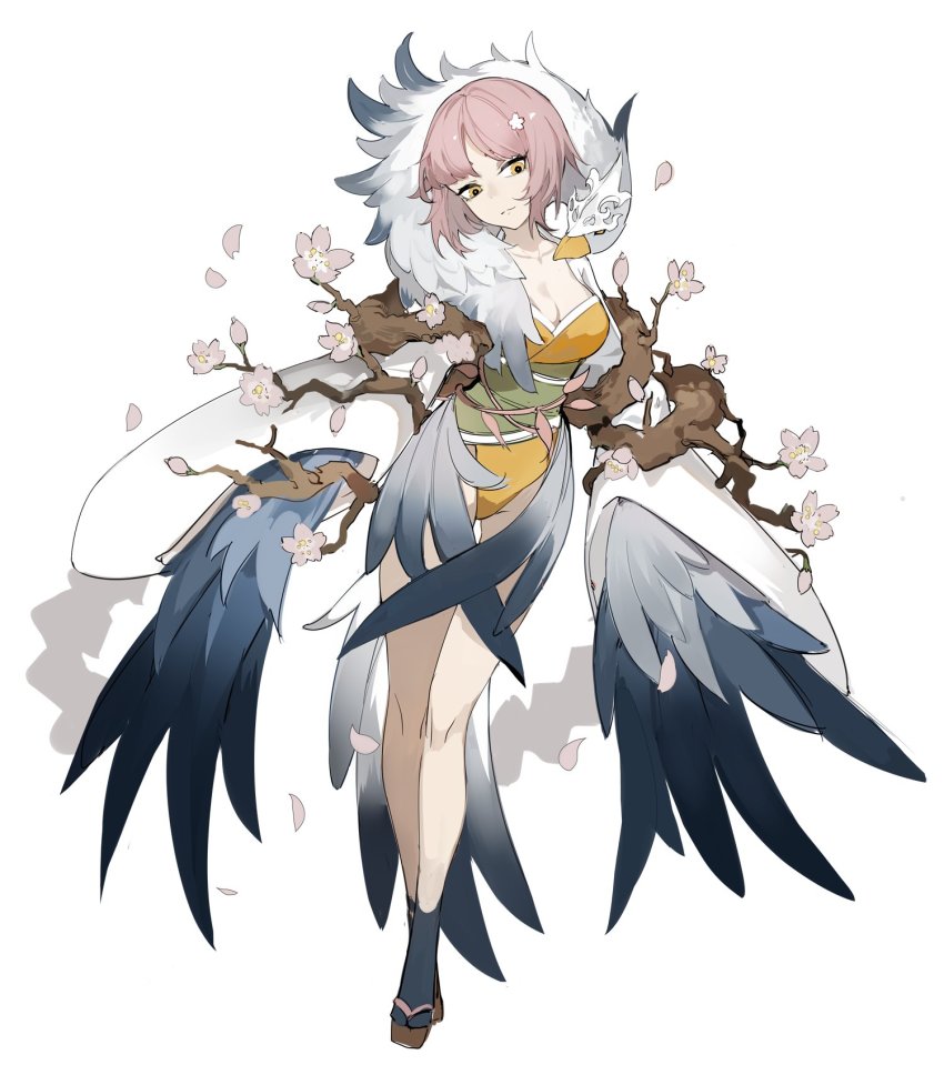 1girl, :3, animal, animal_around_neck, bird, bird_request, bird_tail, bird_wings