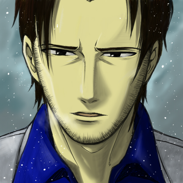 black_hair, gundam, gundam_the_plot_to_assassinate_gihren, leopold_fieseler, male_focus, snow, snowing, soichi_nagayuki