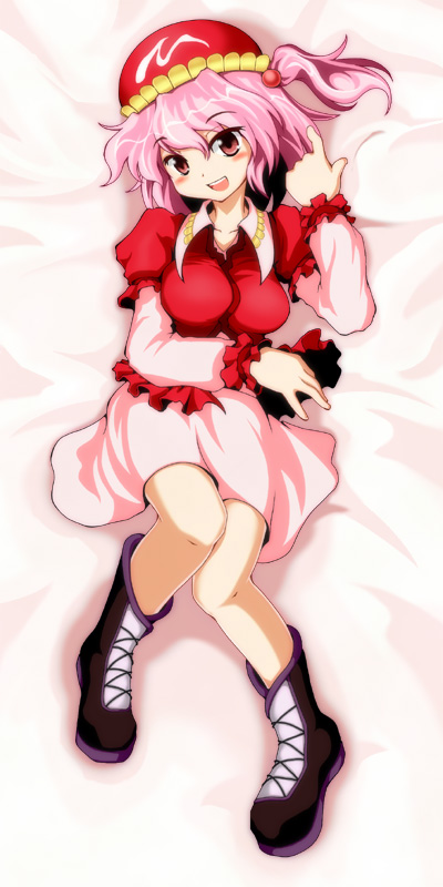 1girl, bad_id, bad_pixiv_id, blush, boots, breasts, dakimakura_(medium), female_focus