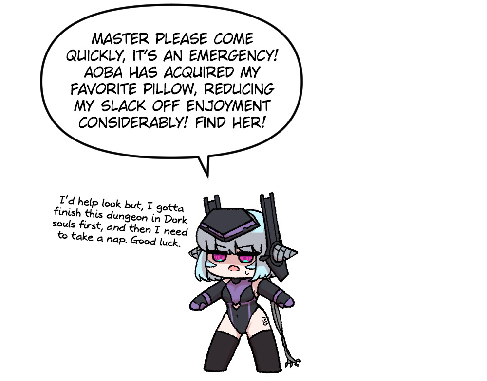 android, android_mk.99, blue_hair, chibi, english_text, guardian_tales, pink_eyes, robot