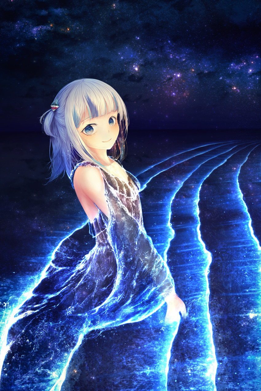 absurdres, asa-ai, fantasy, gawr_gura, highres, hololive, hololive_english, night