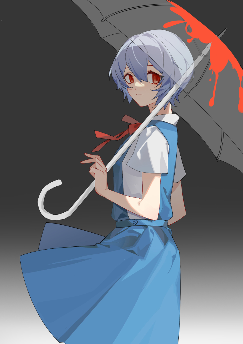 1girl, absurdres, ayanami_rei, blood, blue_hair, blue_skirt, closed_mouth, commentary