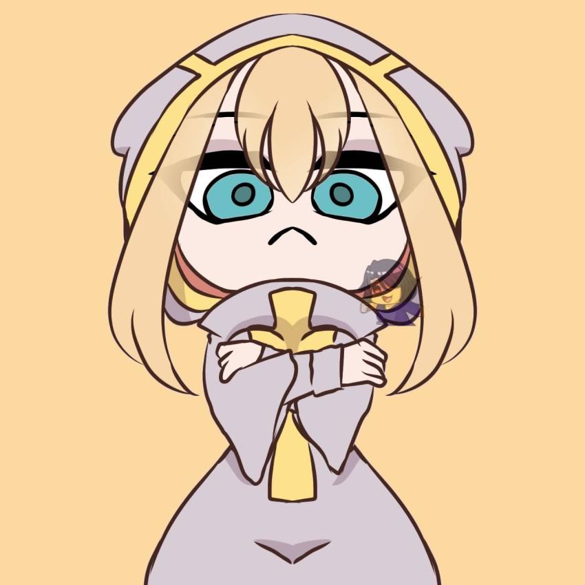 ankha_(animal_crossing), blue_eyes, coat, highres, looking_at_viewer, priest, priestess_(soul_knight), soul_knight, thighs