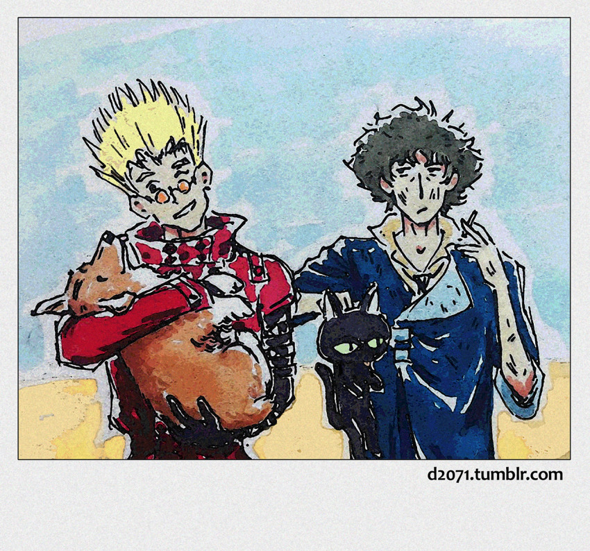 animal, black_cat, cat, cigarette, cowboy_bebop, crossover, d2071, dog